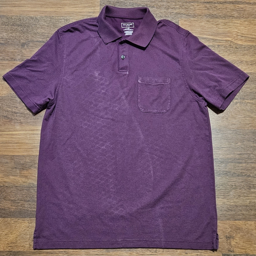 VANHEUSEN mens flex polo SIZE LARGE COLOR PURPLE LL9